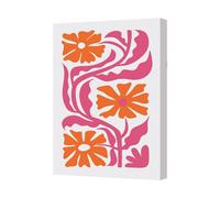 Benjamin Tate Design Contemporary Floral Canvas Art Print Gallery Wrapped Pink And Orange