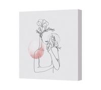 Benjamin Tate Design Contemporary Floral Line Art Canvas Print With Soft Pink Accents
