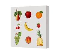 Benjamin Tate Design Contemporary Fruit Canvas Wall Art Print Set Banana Apple Orange Pineapple