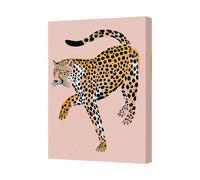 Benjamin Tate Design Contemporary Leopard Canvas Wall Art Print On Pink Background