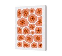 Benjamin Tate Design Contemporary Orange Floral Canvas Art Print With Deep Wood Frame