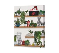 Benjamin Tate Design Contemporary Plant Shelf Canvas Wall Art Print With Sneakers Uk Handmade