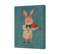 Benjamin Tate Design Contemporary Rabbit Playing Violin Gallery Wrapped Canvas Wall Art