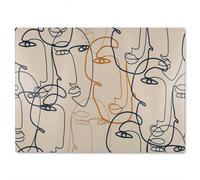 Benjamin Tate Design Continuous Line Drawing Of Faces Designer Glass Chopping Board
