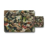 Benjamin Tate Design Cubist Village Placemats And Coaster Set With Abstract Artwork