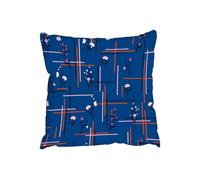 Benjamin Tate Design Cushions - Flowers with check grid for fashion (Cushion) Benjamin Tate Design Multicolor