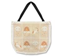 Benjamin Tate Design Cute Hand Drawn Unicorn, Rainbow And Cloud Designer Tote Bat Designer Style