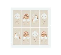 Benjamin Tate Design Cute Hand Drawn Unicorn, Rainbow & Cloud Designer Splash Back in Natural Benjamin Tate Design Natural
