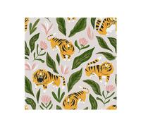Benjamin Tate Design Cute tigers and tropical leaves and flowers Designer Splash Back - 60 x 50cm