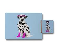 Benjamin Tate Design Dalmatian Designer Placemat And Coaster Set Of Twelve With Wood Backing And Limited Edition Artwork