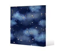 Benjamin Tate Design Dark blue sky with gold foil constellations (Canvas Print) / 77 x 77 x 4cm in Natural | Size: 77 x 77 x 4 cm Benjamin Tate Design Natural 77 x 77 x 4 cm