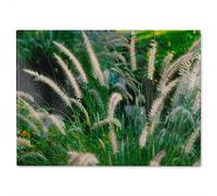 Benjamin Tate Design Decorative cat tail grass growing along a walkway Designer Glass Chopping Board in Natural Benjamin Tate Design Natural