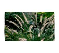 Benjamin Tate Design decorative cat tail grass growing along a walkway Designer Kitchen Towel in Green Benjamin Tate Design Green