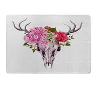 Benjamin Tate Design Deer Animal Skull With Flowers And Feathers Special Soft Home Rug
