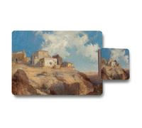 Benjamin Tate Design Desert Ruins Landscape Placemat And Coaster Set Artwork