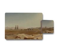 Benjamin Tate Design Desert Scene Placemat And Coaster Set With Camel Caravan