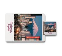 Benjamin Tate Design Designer Artwork Collection Placemat And Coaster Set 12 Pieces With Wood Bottom Tokyo Japan Limited Edition