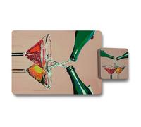 Benjamin Tate Design Designer Artwork Placemat And Coaster Set High End Print On Wood Backing For Elegant Tables