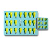 Benjamin Tate Design Designer Artwork Placemat And Coaster Set In Turquoise With Bright Bulbs Wooden Bottom Limited Edition Collectors Set