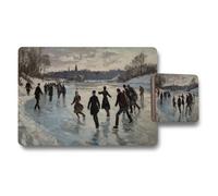 Benjamin Tate Design Designer Artwork Placemat And Coaster Set With Wood Bottom And Limited Edition Look