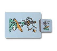 Benjamin Tate Design Designer Artwork Placemat And Coaster Set With Wood Bottom Collection 12 Piece Limited Edition