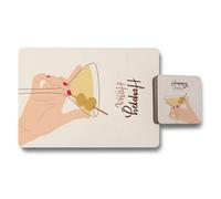 Benjamin Tate Design Designer Artwork Placemat And Coaster Set With Wood Bottom In Trend Design For Elegant Tables Limited Edition
