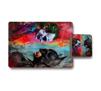 Benjamin Tate Design Designer Artwork Placemats And Coasters Set With Wood Backing Batman Joker Art Collection Limited Edition
