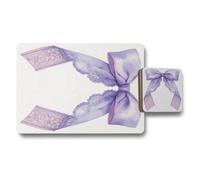 Benjamin Tate Design Designer Artwork Purple Ribbon Placemat Coaster Set With Wood Bottom And High End Print Technology