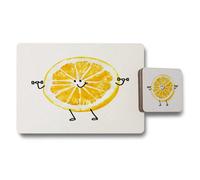 Benjamin Tate Design Designer Citrus Placemats And Coasters Set With Wood Bottom High End Print Technology Limited Edition Artwork
