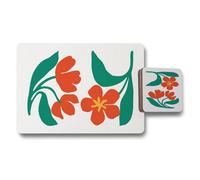Benjamin Tate Design Designer Floral Placemat And Coaster Set Of 12 With Luxe Wood Backing Limited Edition