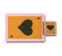 Benjamin Tate Design Designer Hearts Placemats And Coasters Set, Orange Artwork Collection, Wood Base, 12 Piece