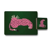 Benjamin Tate Design Designer Leopard Print Placemat And Coaster Set With High End Print Artwork Exclusive