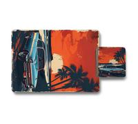 Benjamin Tate Design Designer Palm Car Art Placemat And Coaster Set With Wood Bottom Limited Edition Collection