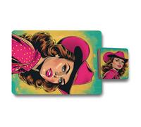 Benjamin Tate Design Designer Pop Art Placemat And Coaster Set With Wood Bottom Limited Edition Artwork Collection