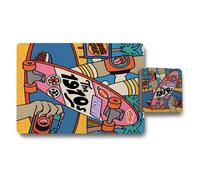 Benjamin Tate Design Designer Print Collection The 1970S Retro Skateboard Placemat And Coaster Set With Wood Bottom Limited Edition