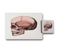 Benjamin Tate Design Designer Skull Artwork Placemat And Coaster Set With Wood Backing In Trend Designer Artwork Limited Edition