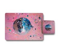 Benjamin Tate Design Disco Mirror Mosaic Placemats And Coasters Set With Wooden Base High End Print Designer Art Limited Edition