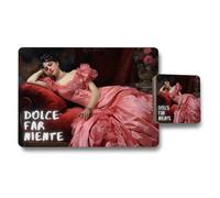 Benjamin Tate Design Dolce Far Niente Placemat And Coaster Set, Designer Artwork On Wood Bottom, Exclusive Collection