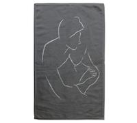 Benjamin Tate Design Drawing of a couple in one line Designer Bath Towel in Green Benjamin Tate Design Green