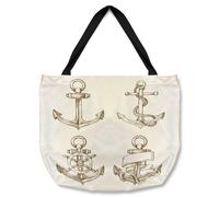 Benjamin Tate Design Drawn Anchors Tote bat in Natural Benjamin Tate Design Natural