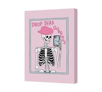 Benjamin Tate Design Drop Dead Gorgeous Skeleton Canvas Art Print In Pink Frame