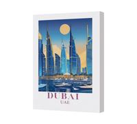 Benjamin Tate Design Dubai Skyline Canvas Art Print Uae Wall Decor Handmade In Uk