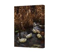 Benjamin Tate Design Duck Pond Canvas Wall Art Print With Reeds And Water Scene
