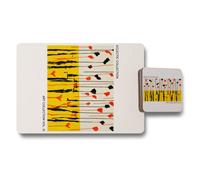 Benjamin Tate Design Eclectic Collection Art Placemats And Coasters Set With Wood Bottom Limited Edition