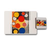Benjamin Tate Design Eclectic Collection Placemat And Coaster Set With Wood Bottom And Art Print Limited Edition
