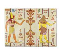 Benjamin Tate Design Egyptian Gods & Ancient Egyptian Hieroglyphs Glass Chopping Board in Natural Benjamin Tate Design Natural
