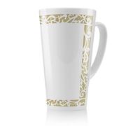 Benjamin Tate Design Egyptian Hieroglyphs Golden Border Latte Mug, Stunning Designer Mug Fit For Any Home, Treat Yourself Or A Loved One