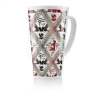 Benjamin Tate Design Egyptian Hieroglyphs In Red & Black Latte Mug, Stunning Designer Mug Fit For Any Home, Treat Yourself Or A Loved One