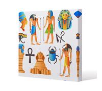 Benjamin Tate Design Egyptian Mythological Signs (Canvas Print) / 101 x 101 x 4cm in Natural | Size: 101 x 101 x 4 cm Benjamin Tate Design Natural 101 x 101 x 4 cm