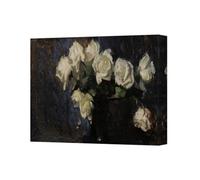Benjamin Tate Design Elegant White Rose Bouquet Canvas Wall Art Oil Painting